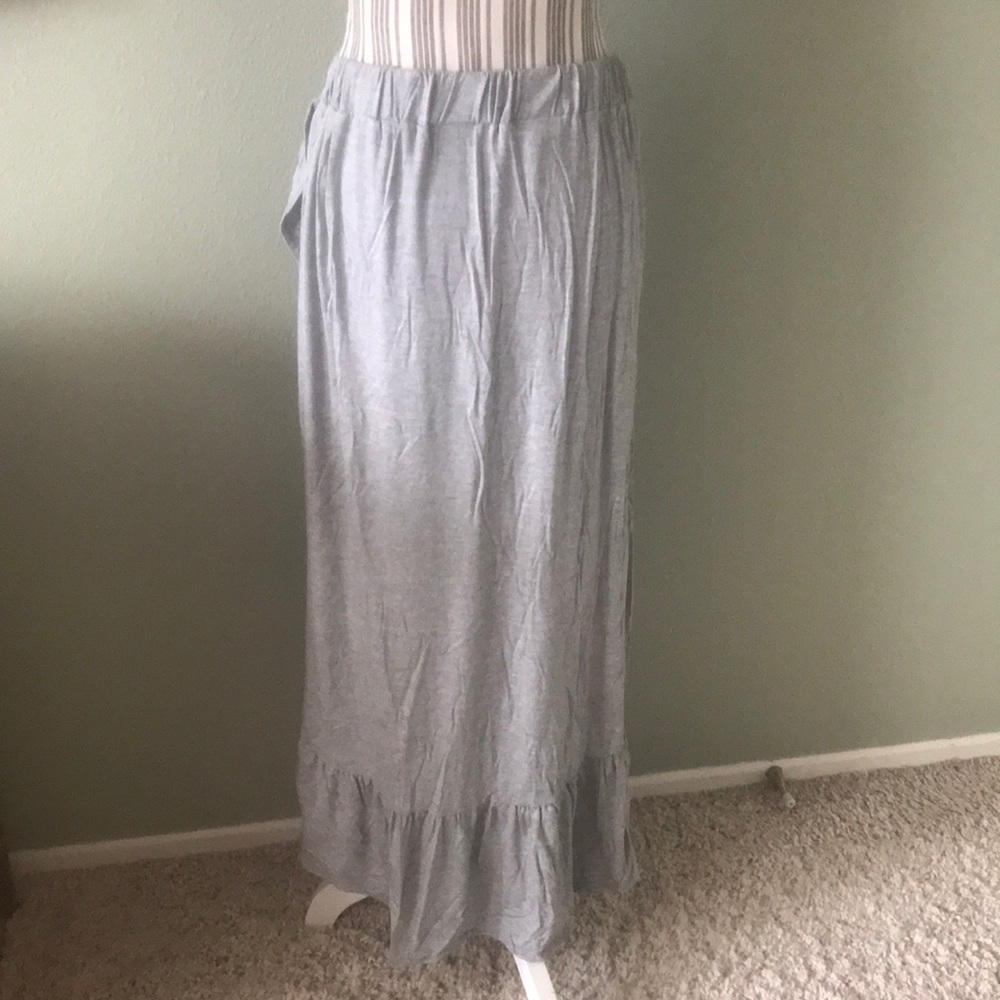 Ruffle Wrap Maxi Skirt, Gray - Picture 4 of 4